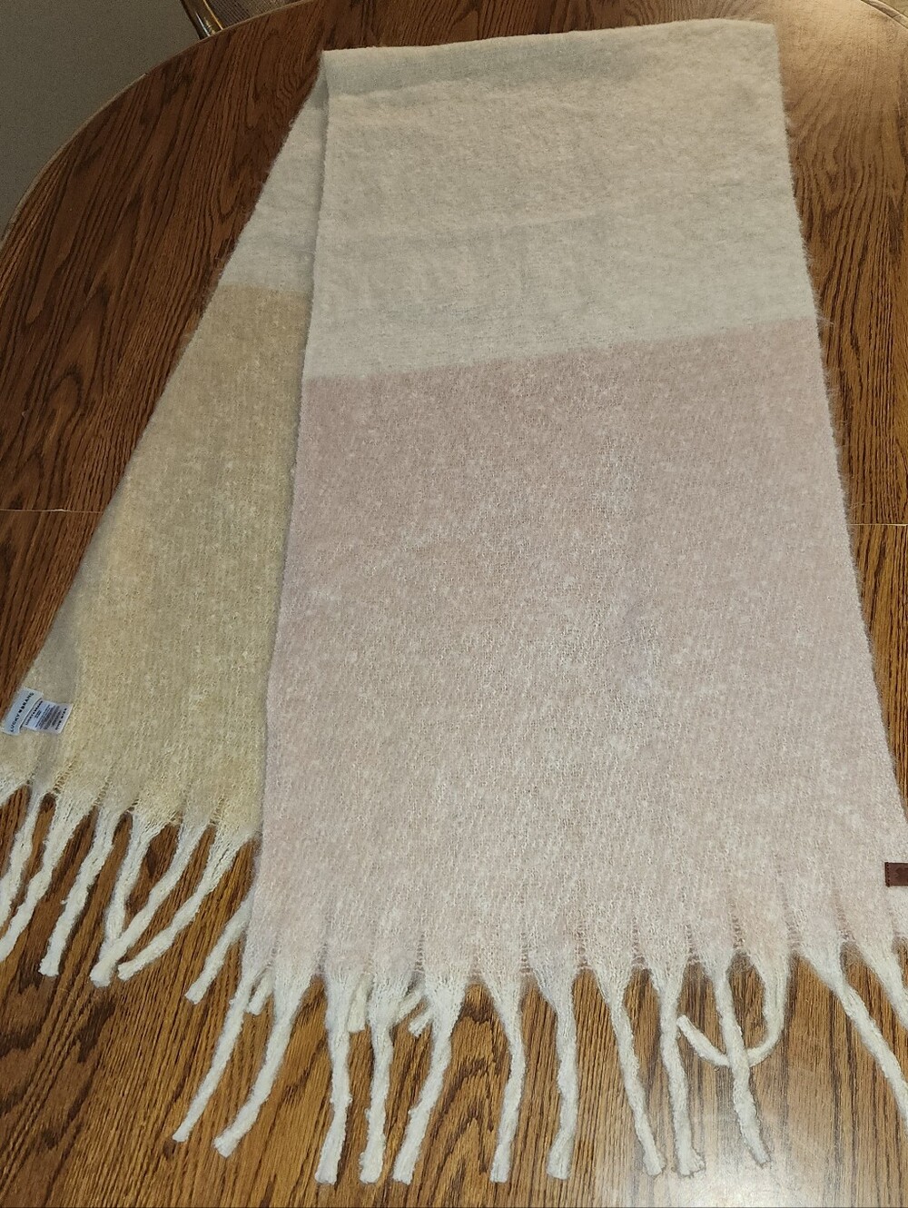 Soft Colorblock Fringe Throw - Cream, Blush, Tan Vintage Lucky Brand - Polyester